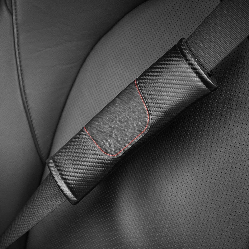 

Car Seat Belt Cover Shoulder Pads Carbon Fiber PU Leather Car Accessories Auto Interior Driving Accessories