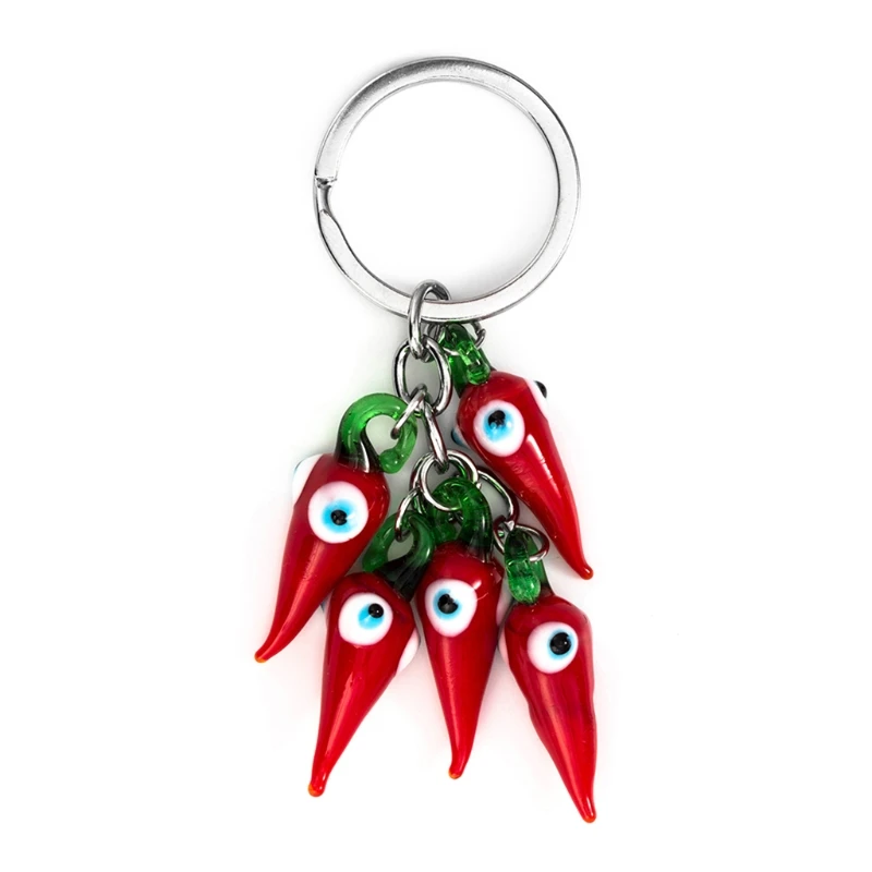 

Personality New Keychain Red Pepper Chili with Blue Eyes Keychain New Home New House Keychain Gift for Friend Family