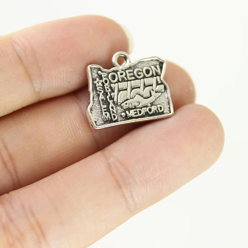 

15 шт./лот 19*15 мм Античное серебряное тональное двухстороннее очаровательное ювелирное изделие Орегон State Подвеска Серьги Ожерелье Сделай Са...