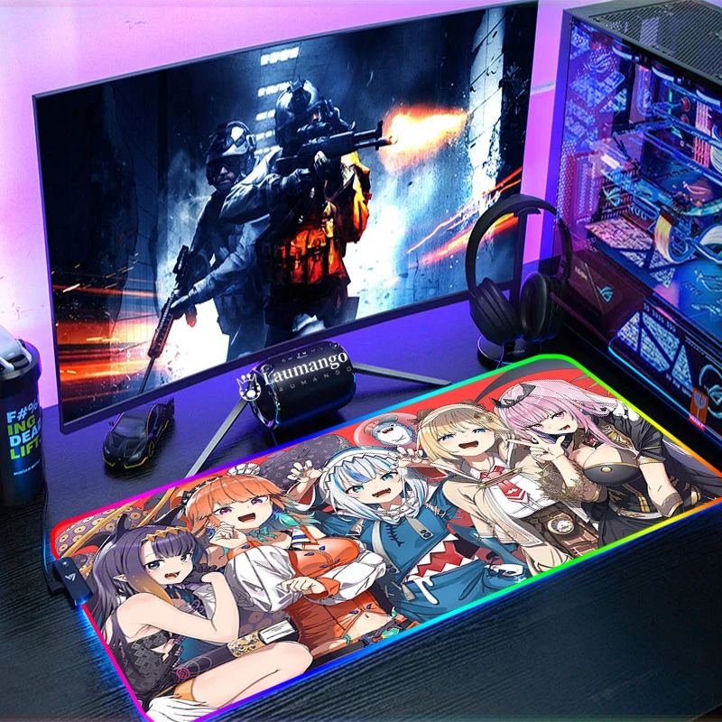 

Коврик для мыши с Rgb клавиатурами, аксессуары для компьютера, Игровая клавиатура Hololive Xxl, игровой Настольный коврик для мыши, коврики для ани...