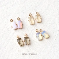 mimo jewelry copper plated gold rectangular simple rare earth glass single ring pendant diy hand accessories