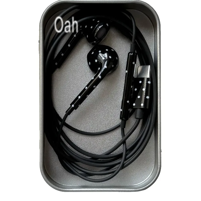 Фото Проводные наушники Oah Polka Dot из ABS-пластика с разъемами Type-C/Lightning, динамические Hi-Fi наушники, цифровые аудио-наушники, подарки №4