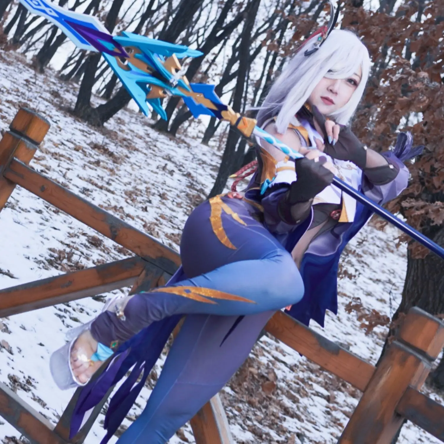 

Genshin Impact Cosplay Shenhe Cosplay Costume Sexy Shenhe Cosplay Bodysuit Costum