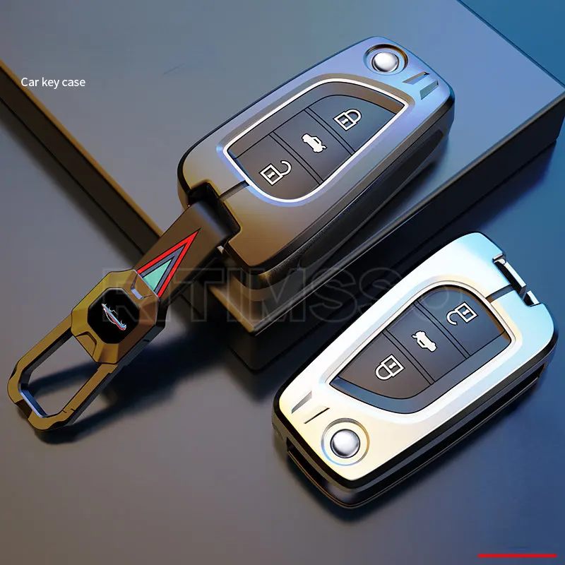 

Металлический автомобильный флип-чехол для ключа чехол для Toyota Hilux, Yaris RAV4 Corolla Avensis Aygo Verso Scion TC Auris держатель аксессуары
