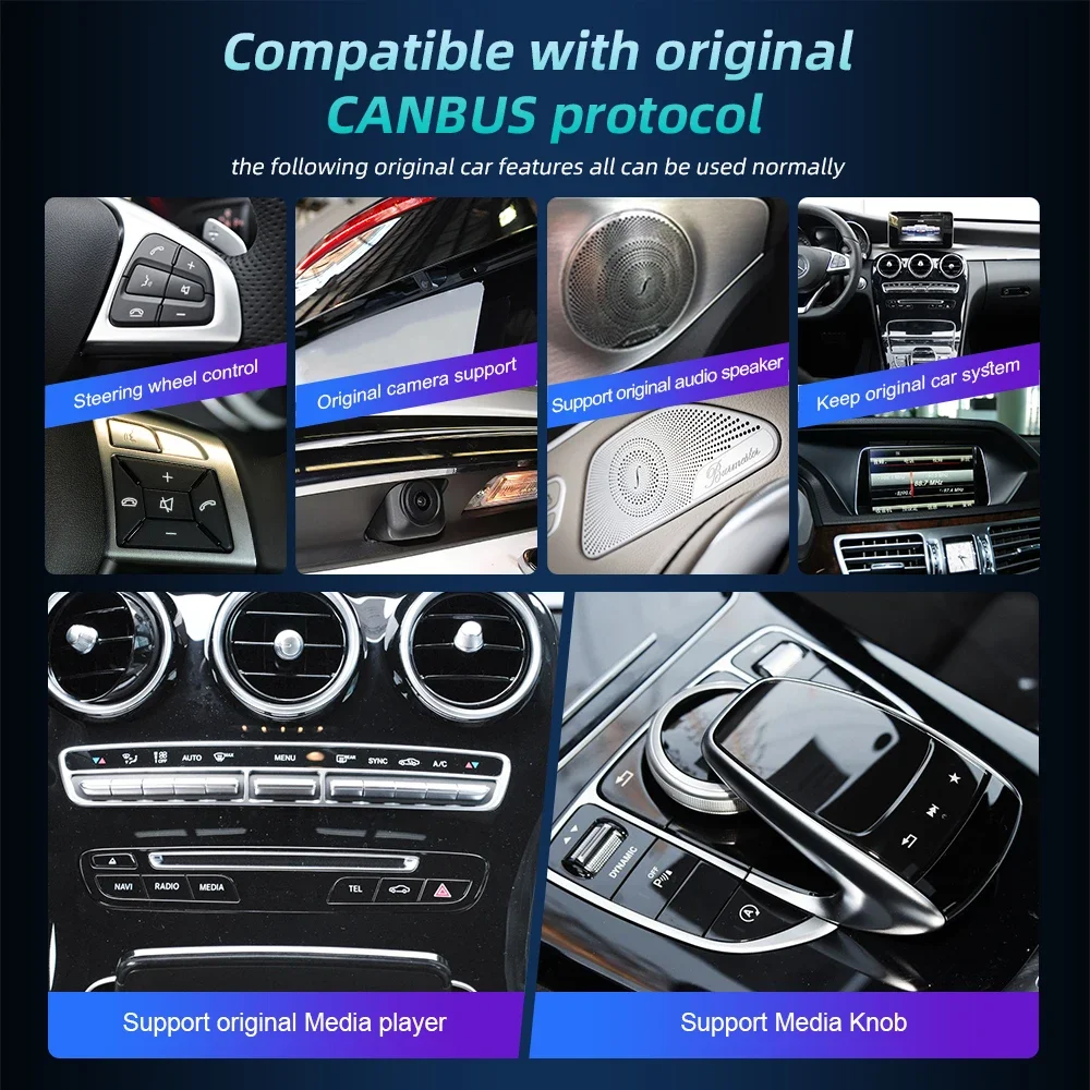 IPS-экран Android 14 авто радио стерео мультимедийный плеер для Mercedes Benz C Class W204 S204