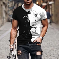 2022 summer new mens clothing graphic t shirt asymmetrical pattern t shirts for men stitching color oversized t shirt fashion