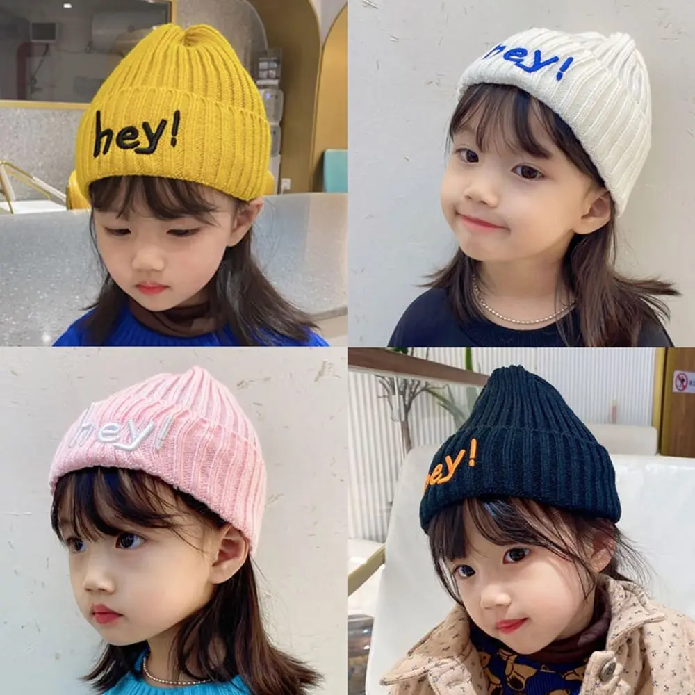 

Coolproof Windproof Cute Autumn Winter Warm Cap Beanie Cap Hey Letter Embroidery Hats Knit Hats