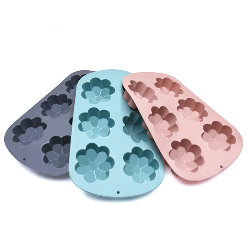 

6 Grid Flower Silicone Cake Mold Bread Muffin Moon Cake Baking Tool DIY Cake Mooncake Mold Cake Tools Kitchen Accessories