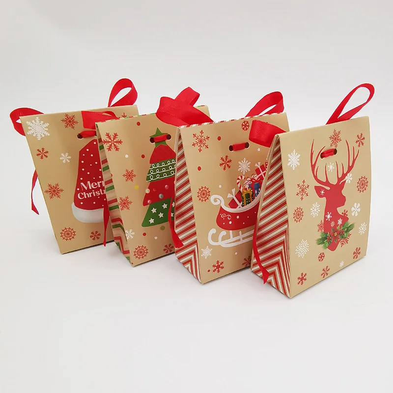 

24Pcs Kraft Paper Candy Box Gift Cookies Chocolate Packaging Bag New Year Merry Xmas Navidad Christmas Party Decoration Favor