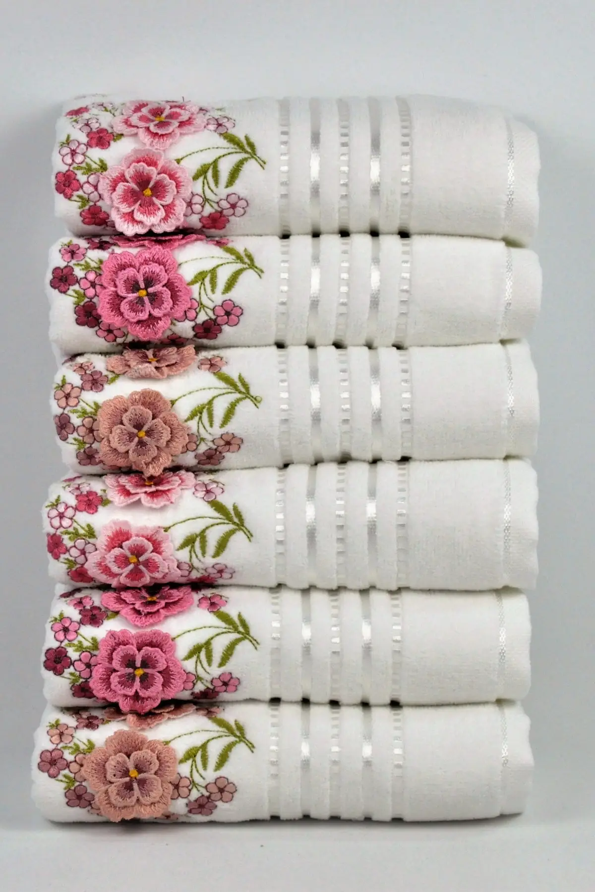 

Violet Pattern 50x90 6'li Velvet 3 Size 3 Color Lux Towel