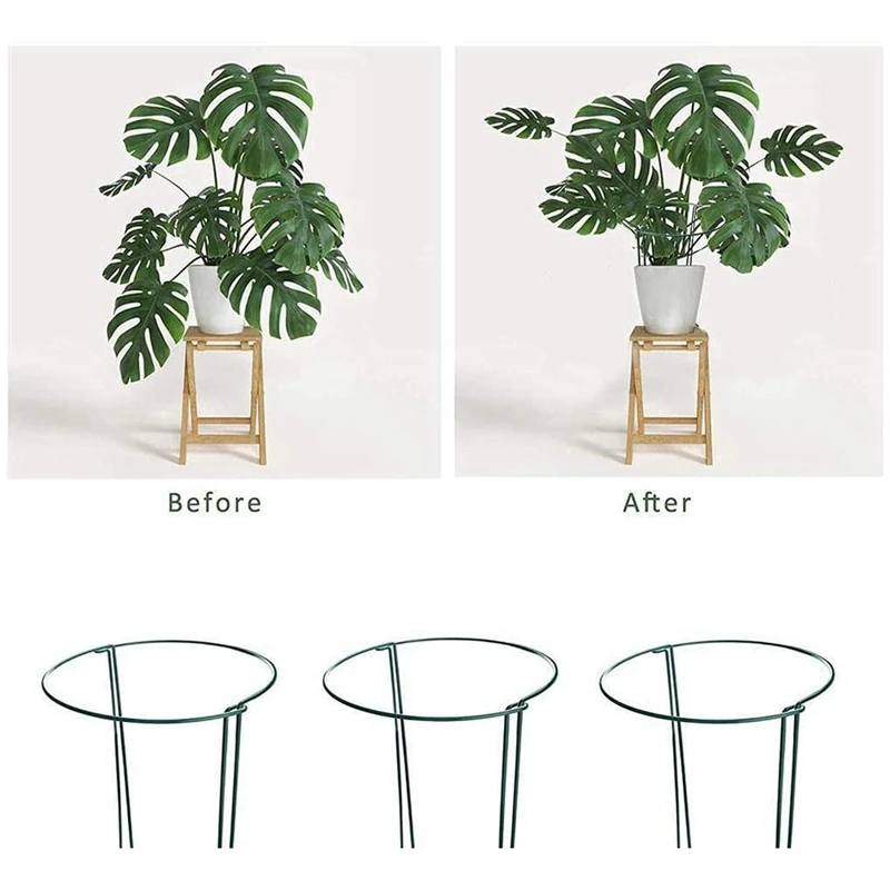 

12 Pack Plant Support Stakes, Half Round Garden Plant Supports, Green Garden Support Ring, Border Support For Outdoor