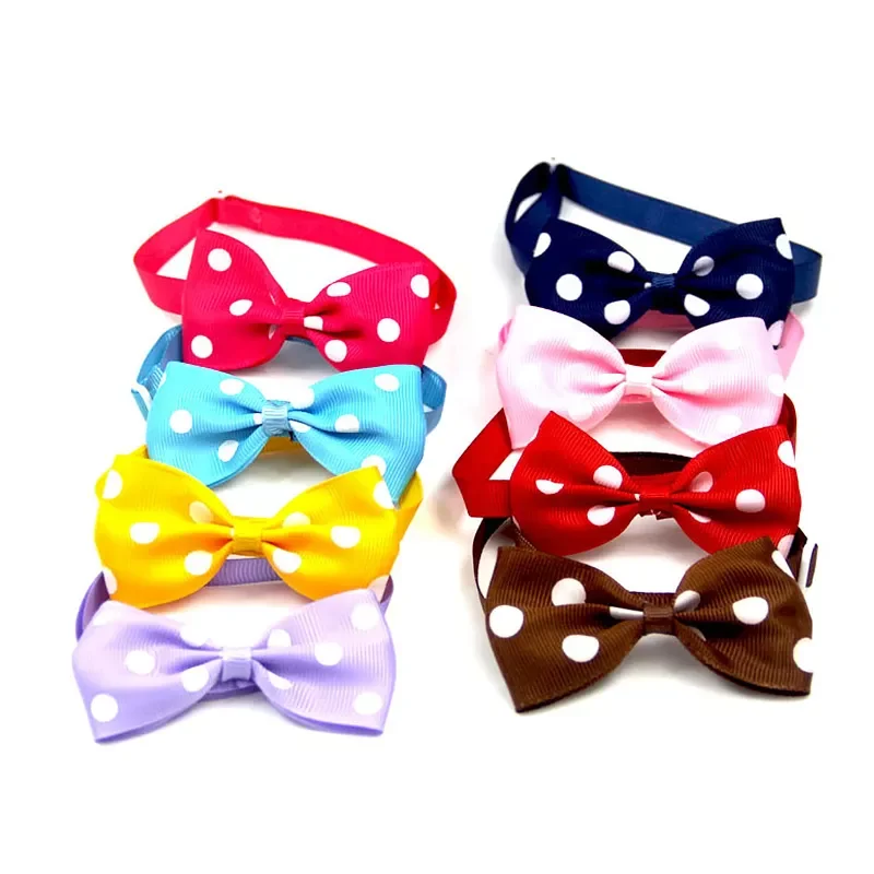 

2022New Bow Tie Polka Dot Cartoon Adjustable Multicolor Pet Collar Cat Bow Tie Photo Props Dog Cat Pet Supplies Accessories