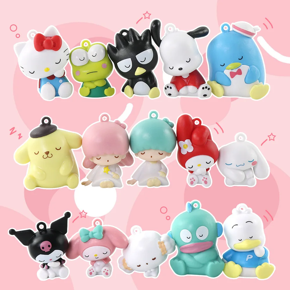Sanrio мультфильм 15 шт./компл. ПВХ фигурка игрушка Kuromi Cinnamoroll Melody аниме милая кукла