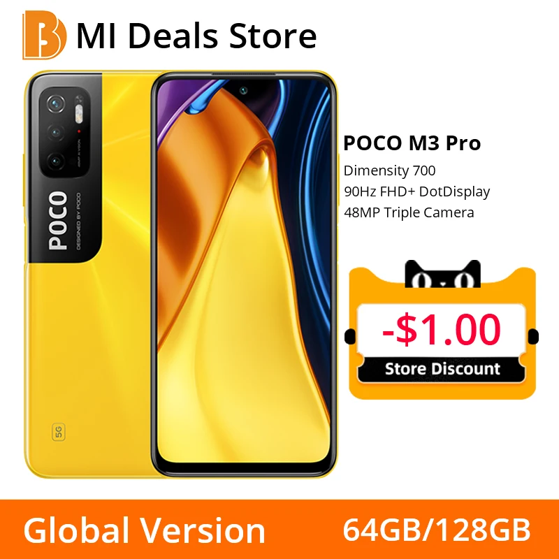 global version poco m3 pro 5g mobile phone dimensity 700 octa core nfc 90hz 6 5” fhd dotdisplay 48mp triple camera 5000mah free global shippi
