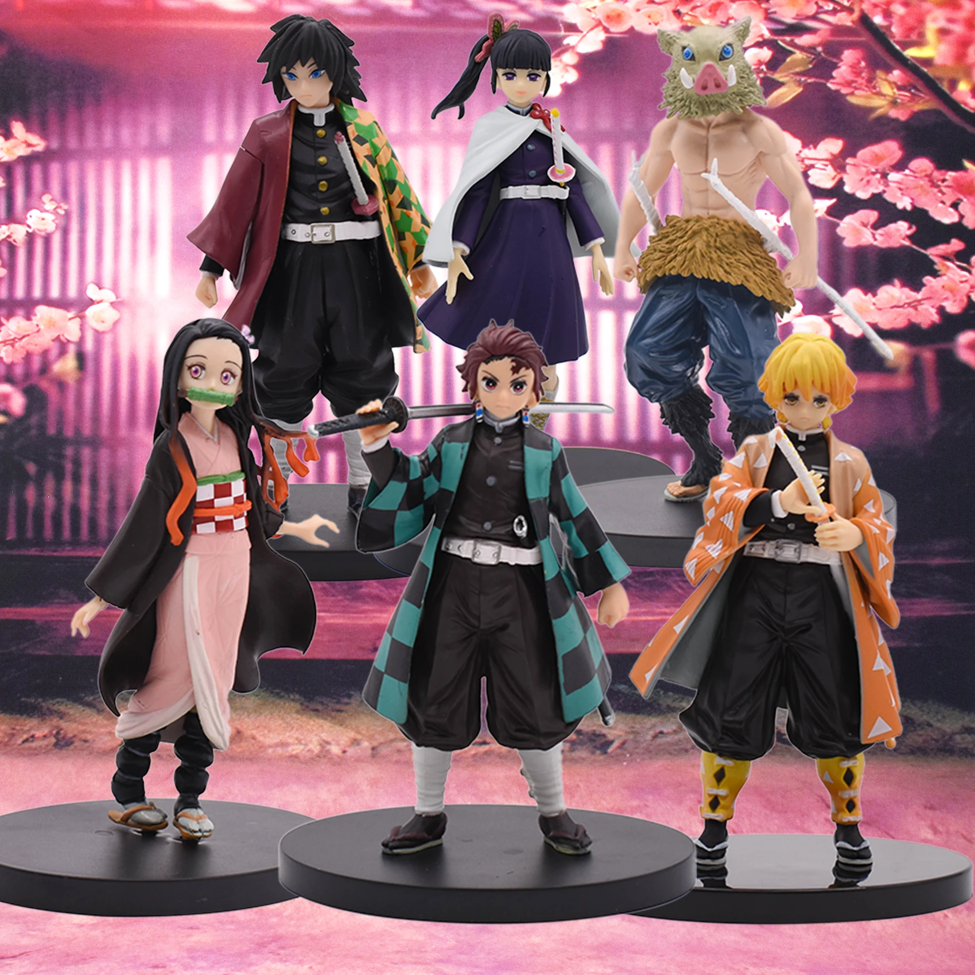 

Demon Slayer Figure Set 6pcs Nezuko Kamado Tanjirou Action Figure Toy Kimetsu no Yaiba Model Doll Gifts