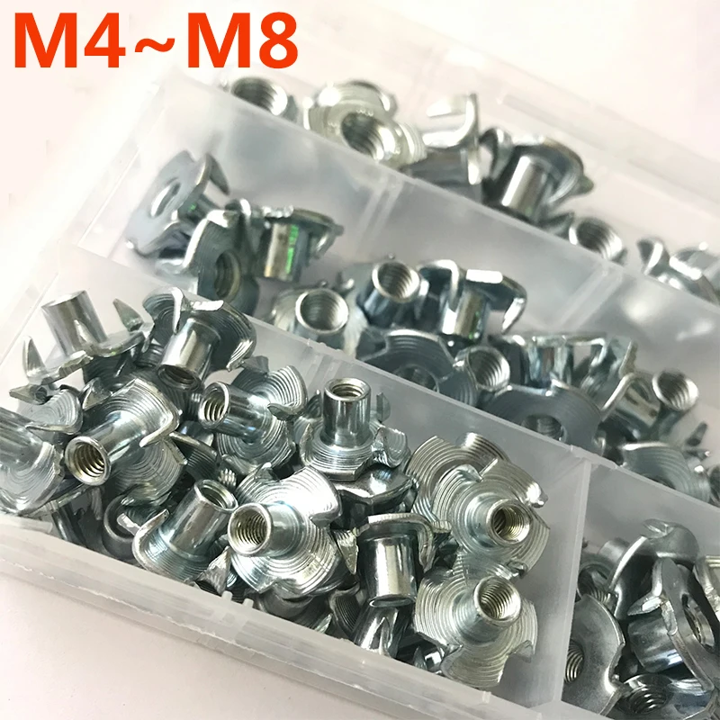 

Толстая сталь с четырьмя зажимами, 90 шт., M4 M5M6 M8, оцинкованная гайка с четырьмя зажимами, гайка для динамика, Т-гайка, потайная Зажимная гайка, ...