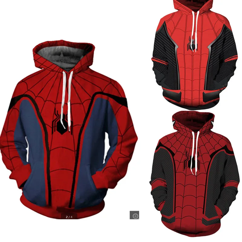 

Autumn Marvel Homecoming Scarlet Spiderman Man Hoodies Sweatshirts Far From Home Spider Superhero Cosplay Hooded Zipper jacket