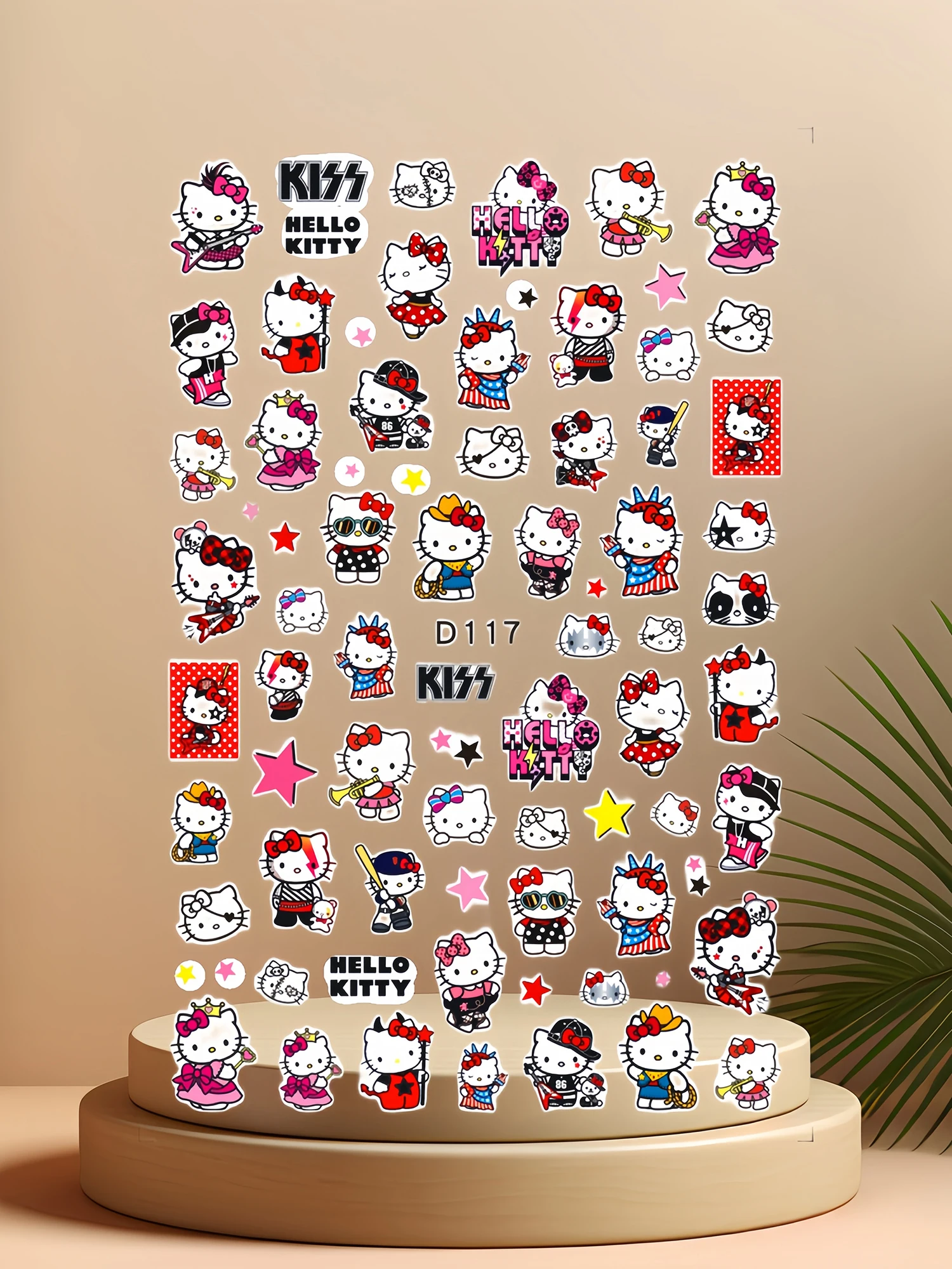 1PCS Cute Hello Kitty Nail Art Stickers Stitch Mickey Mouse 3D Supplies New Anime Decoration