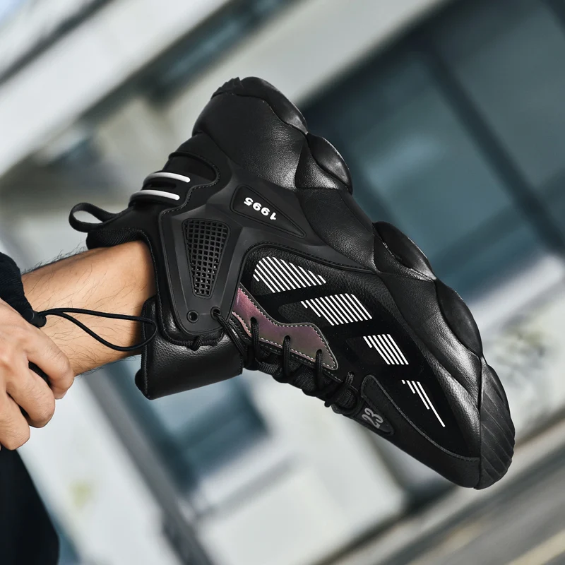 Microfiber Basketball Shoes Sports Casual Fashion Men's Rubber Sole Large Size Non-slip Wear-resistant Soft And Comfortable