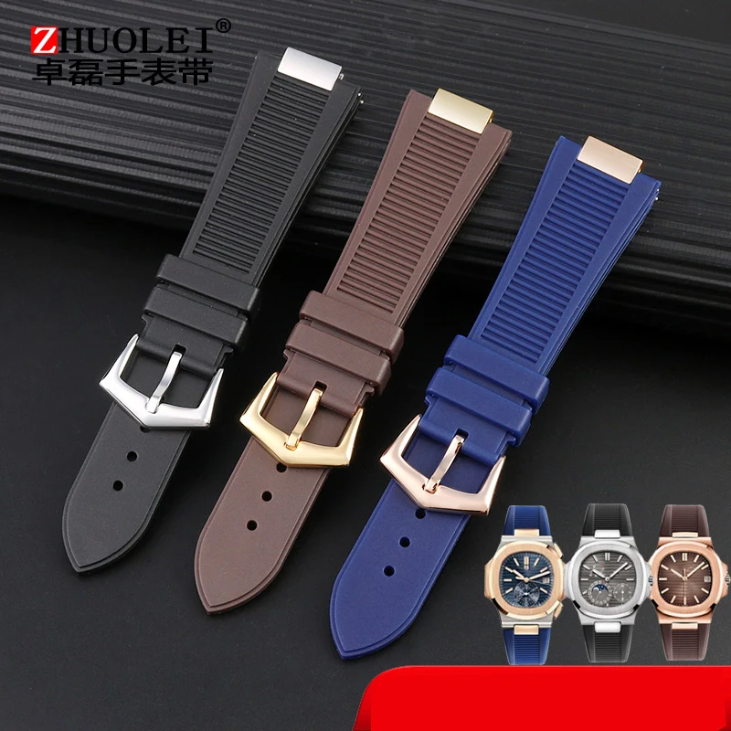 

Ремешок для часов Patek Philips Nautilus 5711 5712 5726, резиновый ремешок для наручных часов с выпуклым адаптером из нержавеющей стали, аксессуары для часов 25x13