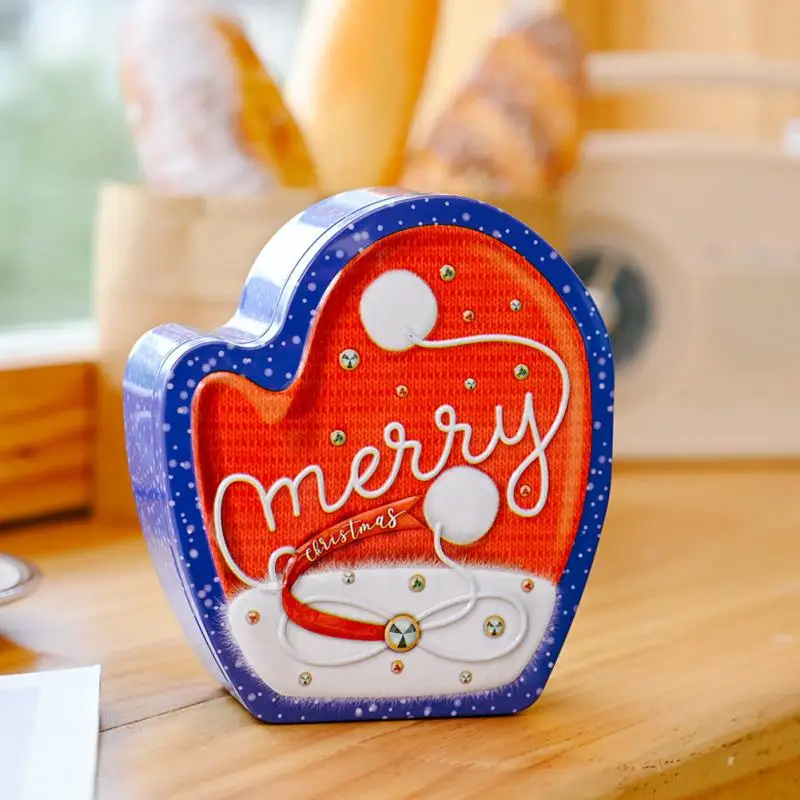 

Новогодний Декор 2022, рождественские железные коробки для конфет, круглая жестяная коробка, детская Подарочная коробка, банка для печенья, украшение для рождественской елки, подарки