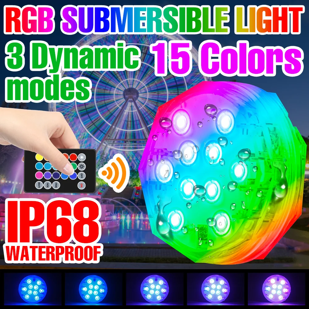 

RGB Underwater Night Lamp LED Swimming Pool Light Multi Color Submersible Bulb Remote Control Tea Light For Christmas Decoration