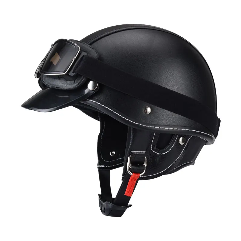 ABS Police Style Half Face Motorcycle Helmets Vintage 1/2 Adults Scooter Cruise Motor For Women 6 Color 5Size Dot