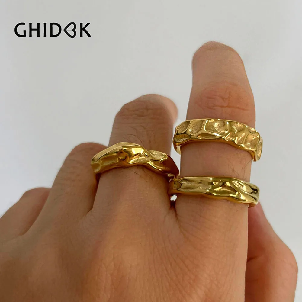 Фото GHIDBK водонепроницаемый 18K позолоченный нерегулярный молоткообразный цвет для женщин 316L нержавеющая сталь модные креативные ювелирные изделия подарок №1