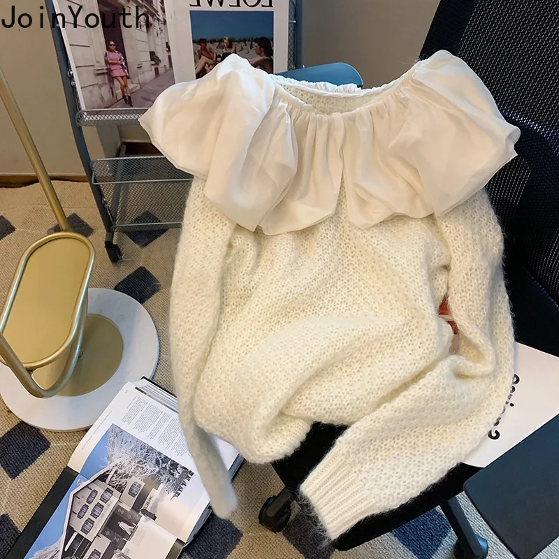 Женские свитера Joinyouth в японском стиле пикантный джемпер с воротником-лодочкой и