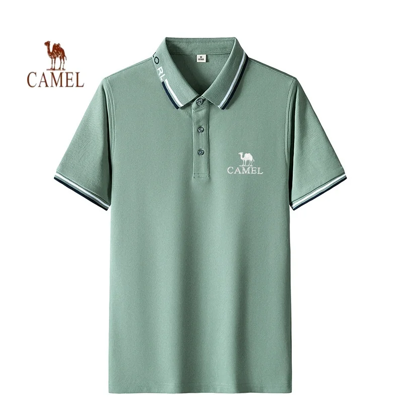 Мужская спортивная рубашка поло из хлопка с короткими рукавами и вышивкой