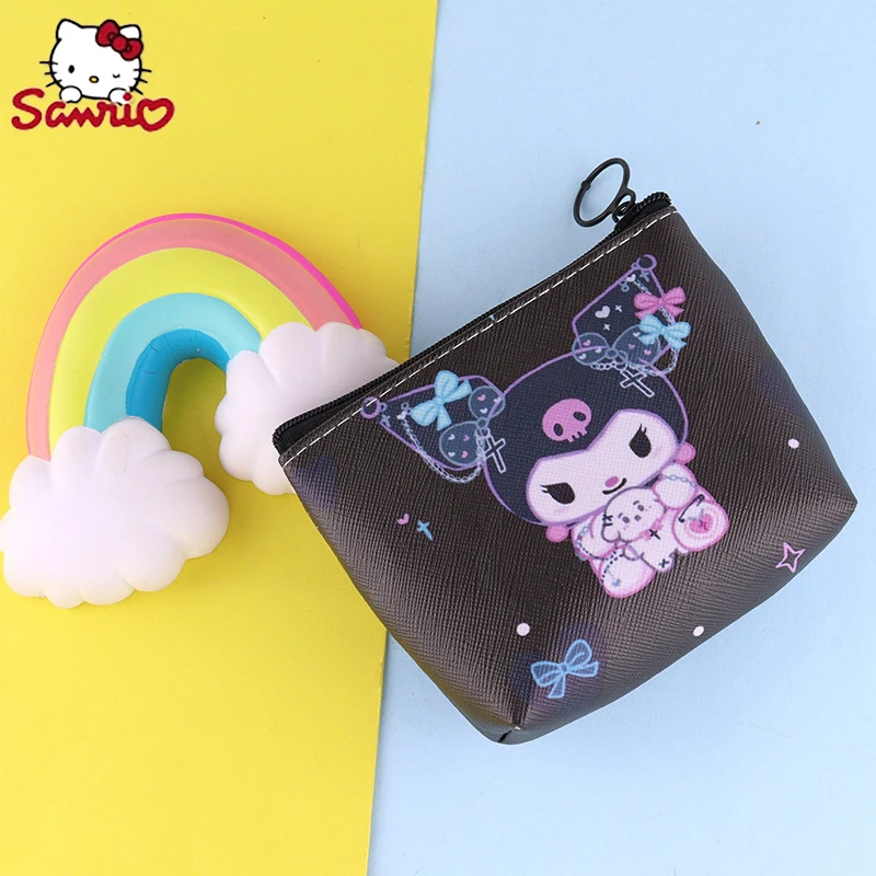 

Hello Kitty 11Cm Sanrio PU Coin Wallet Cinnamoroll Melody Kuromi Wallet Multifunction Toys Purse Quality ID Hold School Supplies