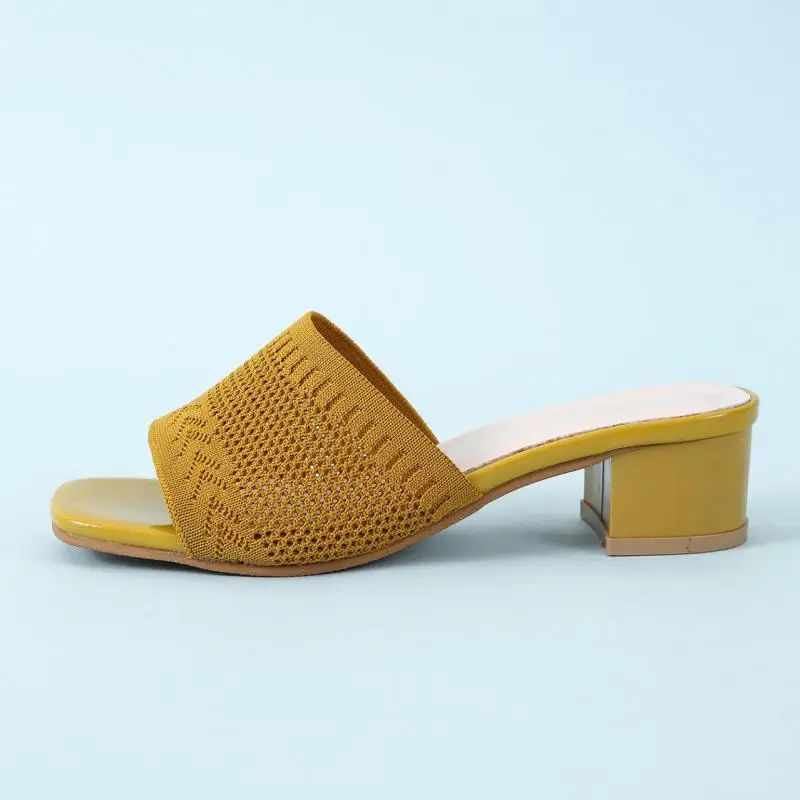 

2022 New Women Summer Slides Open Toe High Heels Casual Slipper Fashion Rhinestones Female Beach Flip Flops Large Size 35-41