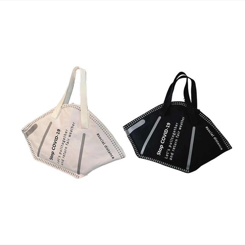 

New Fashion Women Large Mask Shopping Bag Canvas Shoulder Bag Home Storage Bag Luxury Handbag Tote Bag