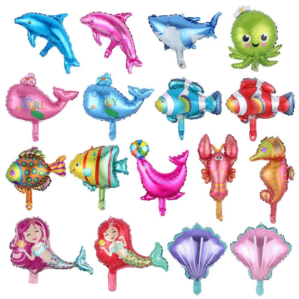

12pcs Mini Ocean Animals Foil Balloons Octopus Dolphin Under The Sea Mermaid Party Decoration Birthday Party Baby Shower Supply