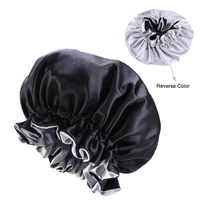 satin bonnet cap elastic double layer silk sleeping hat head cover for women lined reusable hair wrap for long curly hair