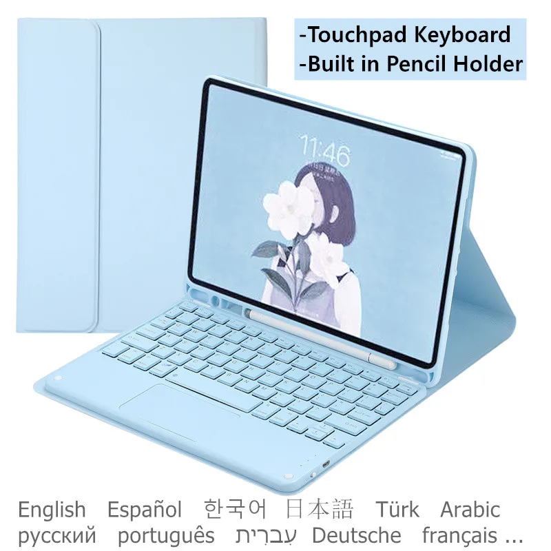 

Case for Samsung Galaxy Tab A7 10.4 2020 Keyboard for Samsung Tab A7 T500 T505 T507 Cover Russian Spanish Korean Arabic Keyboard