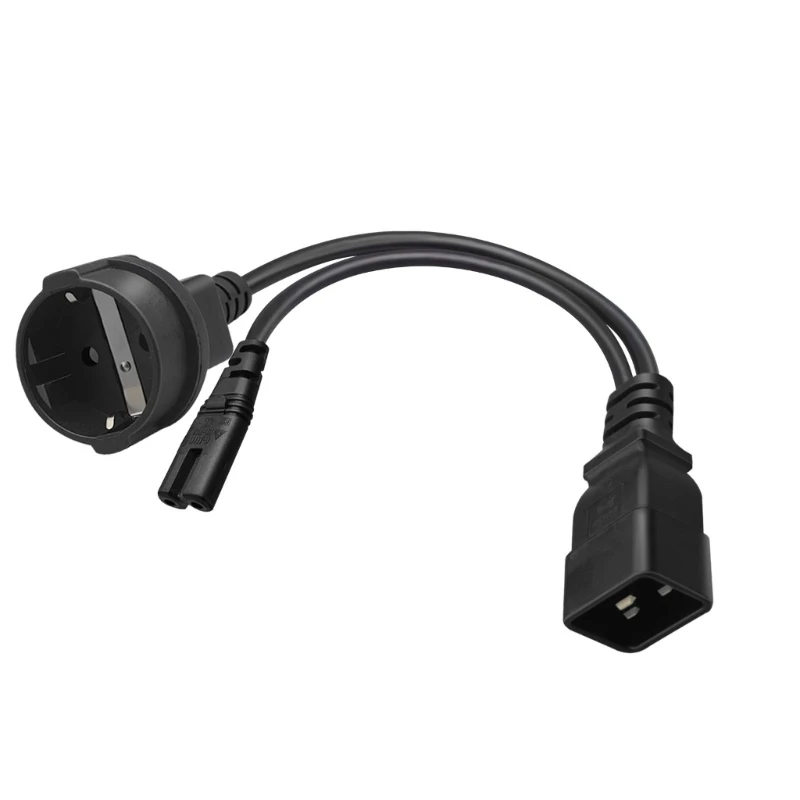 

2023 New Y Splliter Power Cord IEC320 C20 Plug 3-Prong Male Power Cable Cord AC Power Adapter to C20+ C7 + EU4.8MM Female Socket