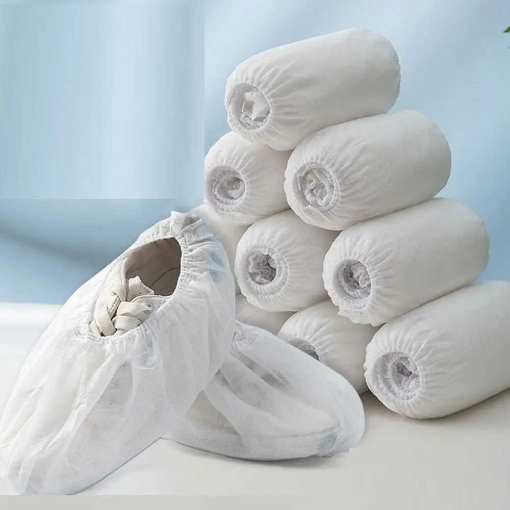 2 упаковки (200 шт.) белых одноразовых непромокаемых сапог из нетканого материала