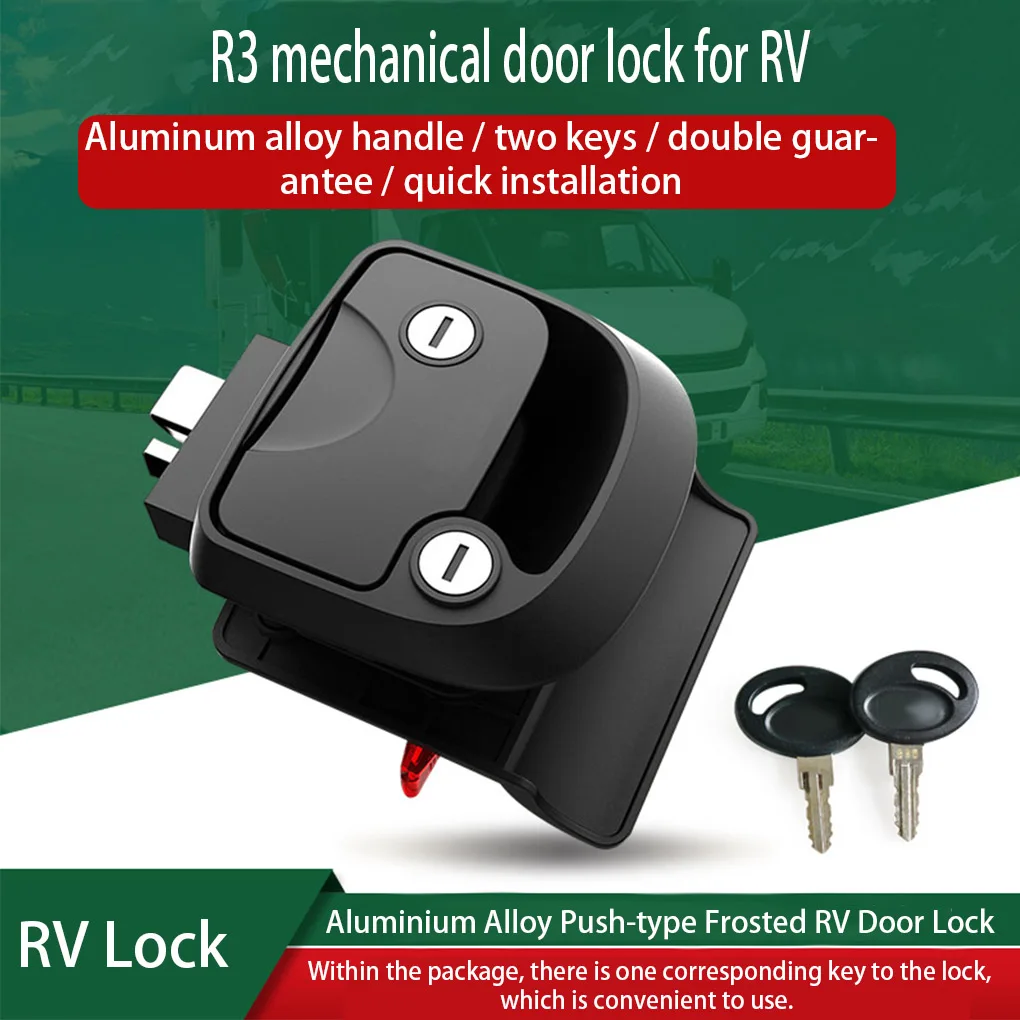 

Aluminium Alloy RV Door Lock Detachable Removable Push-type Frosted Modification Replacement Automotive Locks with Key