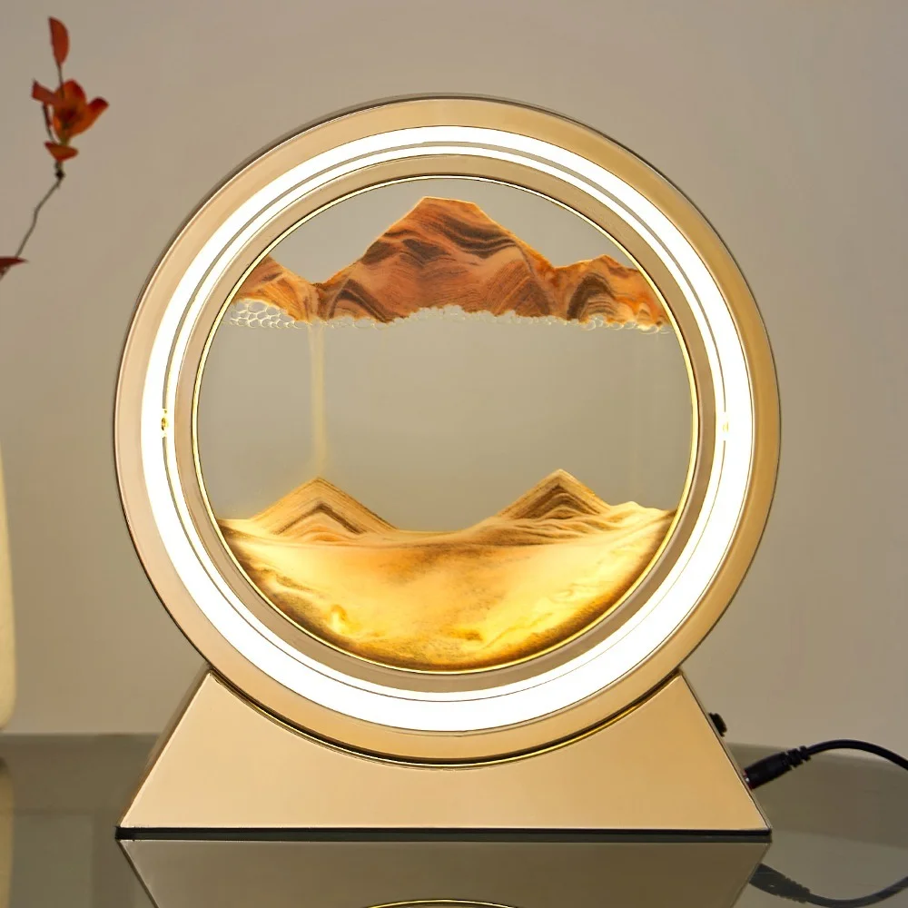 

3D Hourglass LED Lamp Quicksand Moving Sand Art Sand Scene Dynamic Living Room Decoration Accessories Modern Home Decor Gift YS