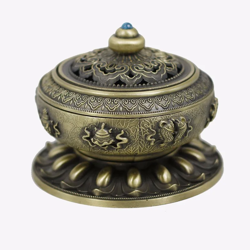 

Lotus Incense Burner With Wooden Base Alloy Bronze Mini Incense Burner Incensory Metal Craft Home Decor