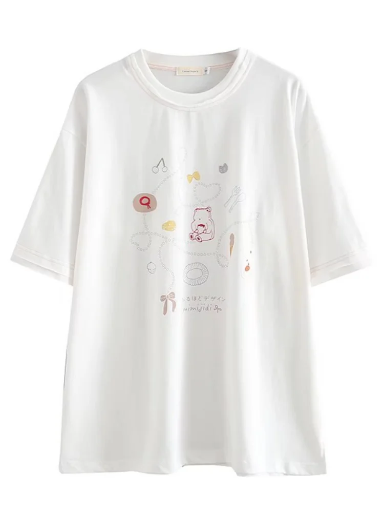 

Women Cotton T-shirts 2022 Summer Short Sleeve O Neck Loose Tees Fun Graphic Print Casual Tops