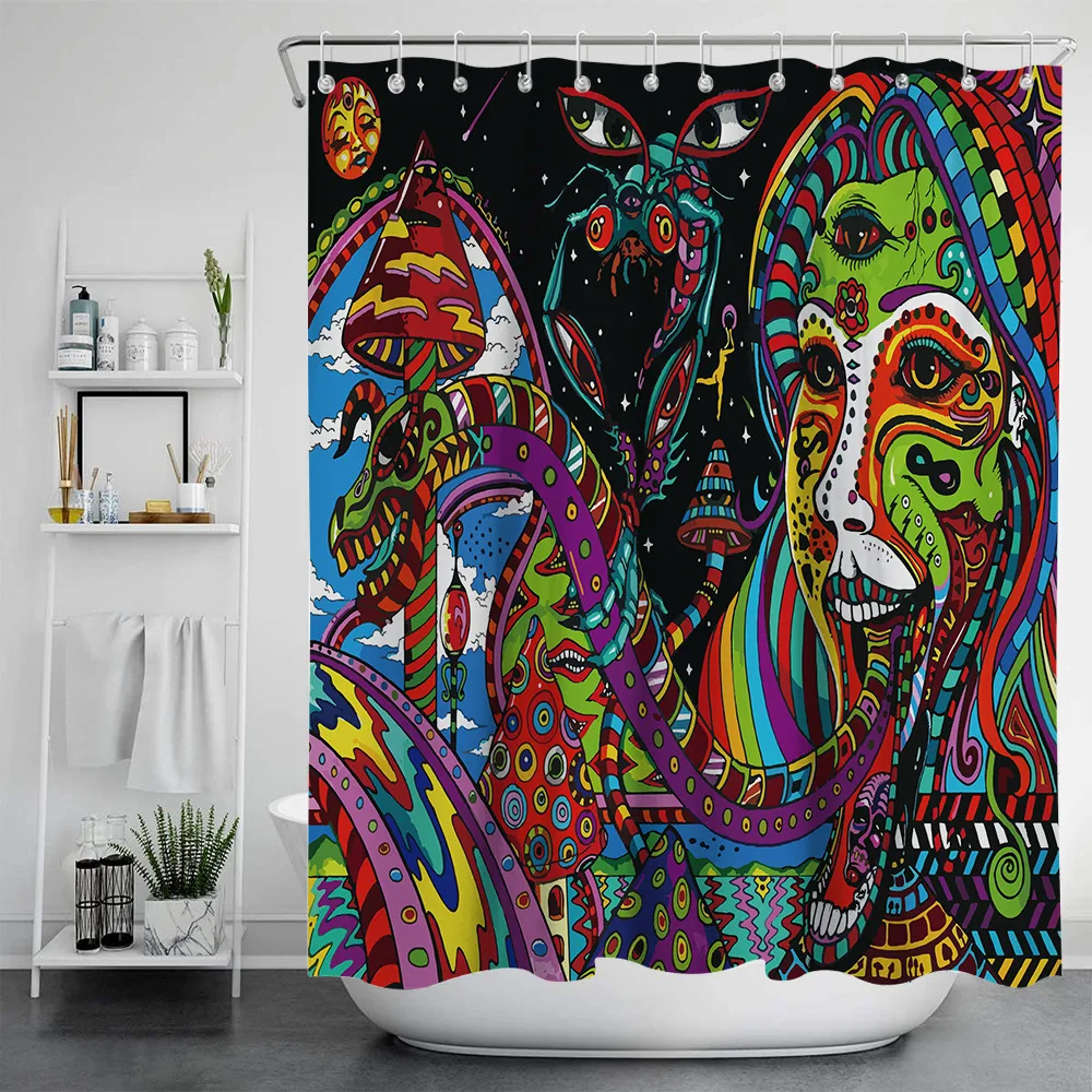 

New Modern Style Psychedelic Series Shower Curtain Polyester Waterproof Mildew Proof Abstract Eyes Bathroom Curtain with Hooks
