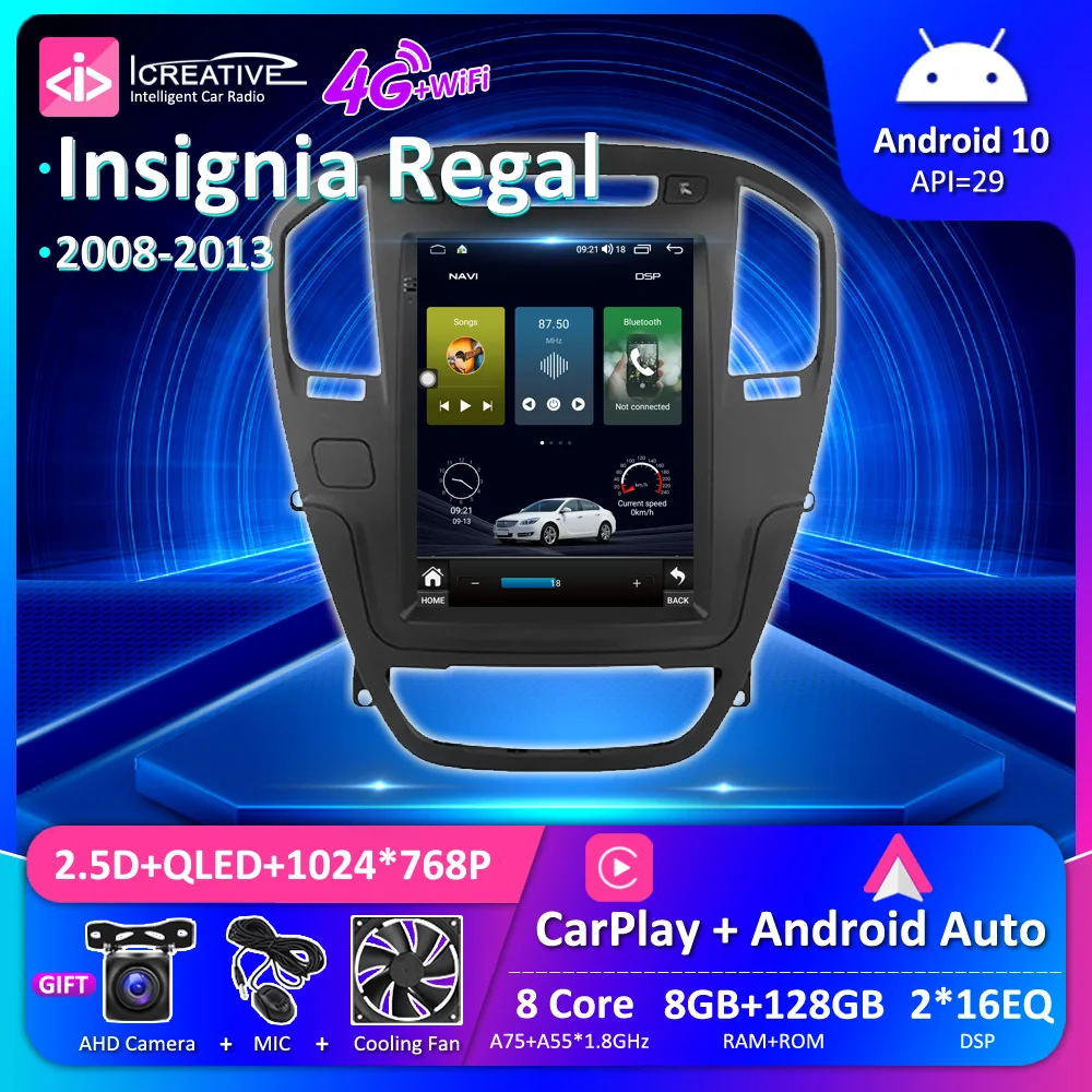 

8G 128G Car Radio For Opel Insignia Buick Regal 2008 - 2013 Tesla Style QLED GPS Android Multimedia Player Wireless CarPlay Auto