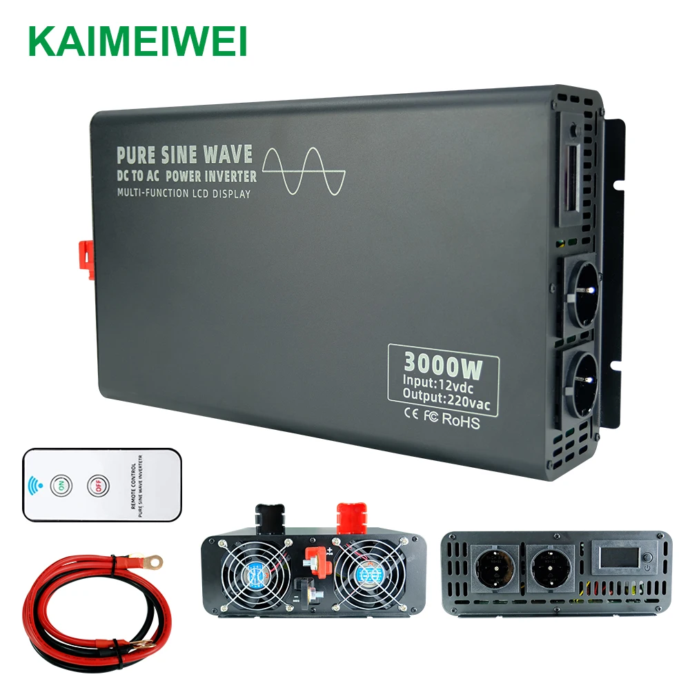 

Преобразователь непрерывной мощности, 3000 Вт, пиковая мощность 6000 Вт, 12 В, 24 В, 36 В, 48 В постоянного тока в 110 В переменного тока, 240 в, ЖК-дисплей