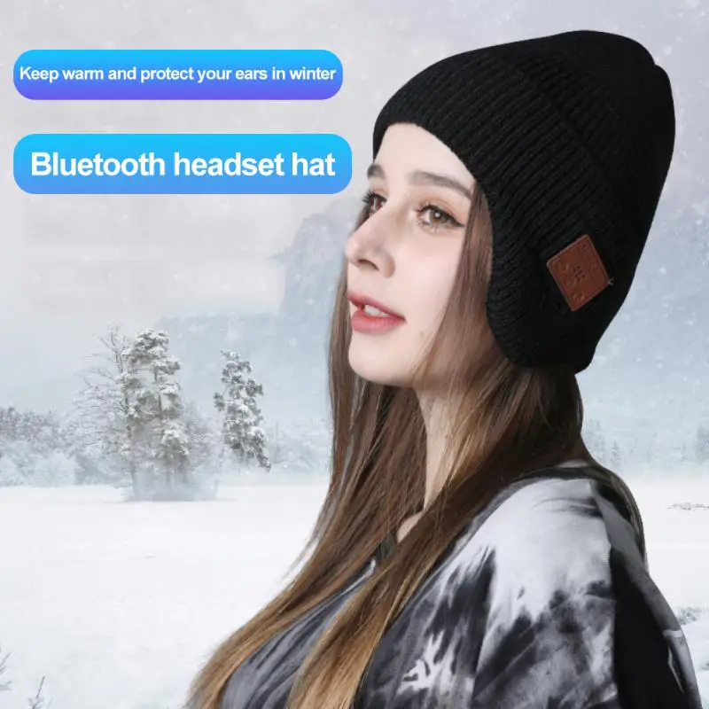 

2in1 Winter bluetooth-compatible Headset Headband Warm Music Hat With Soft Scarf Microphone For Handsfree Call Outdoor Sport Cap