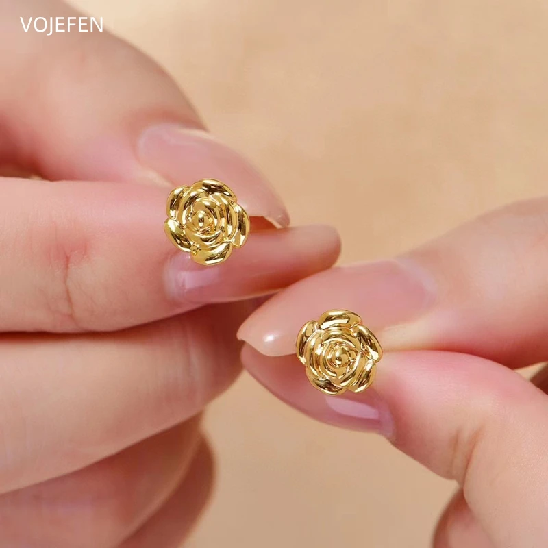 

VOJEFEN 18k Gold Small Earrings Studs Jewelry Original AU750 High Brand Earings Fine Jewellry Luxury Fashion Kids Girl Earring