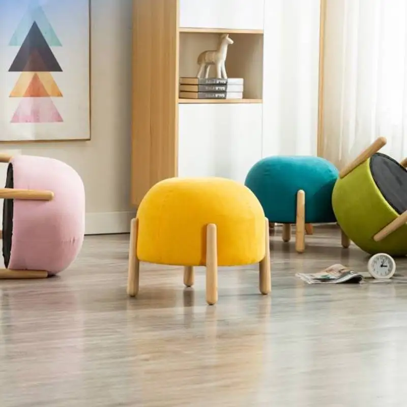 2022 New Solid Wood Household Changes Shoe Sofa Children's Stool Low Seat Originality Lovely Small Round Stools Детская мебель