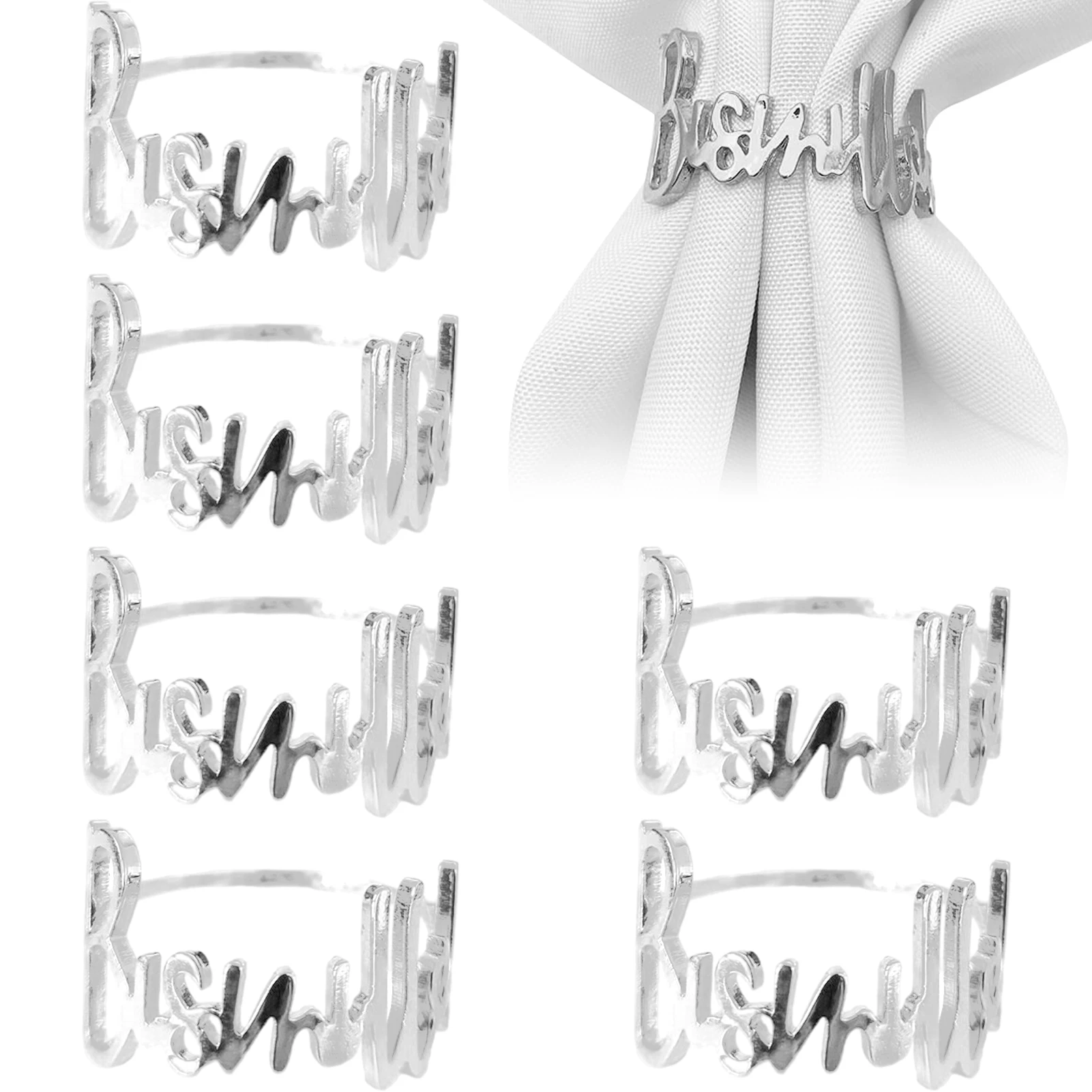 

Кольца для салфеток Bismillah с буквами, набор из 6 6 шт., подставка для салфеток, искусственный алфавит