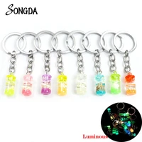 luminous keychain glass bottles sea snail colorful keyring creative bag car key pendant men women fashion jewelry souvenir gift